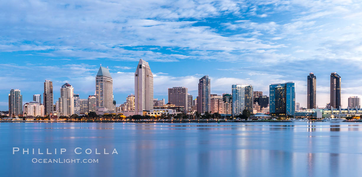 Sunrise over the San Diego City Skyline. California, USA, natural history stock photograph, photo id 28861