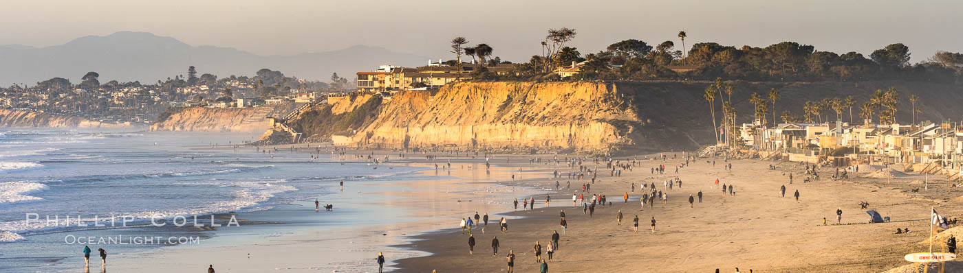 Sunset and King Tide on Del Mar Beach, Dog Beach, Solana Beach, looking north into North County San Diego. California, USA, natural history stock photograph, photo id 37614