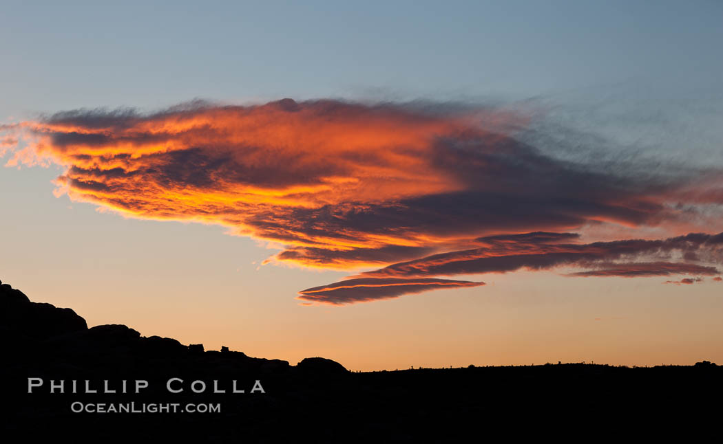 Sunset cloud, Joshua Tree National Park. California, USA, natural history stock photograph, photo id 26740