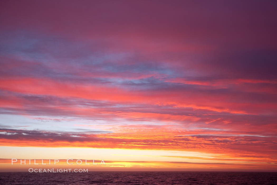 Sunset clouds, detail and colors, at sea on the open ocean between the Falkland Islands and South Georgia Island. Southern Ocean, natural history stock photograph, photo id 24134