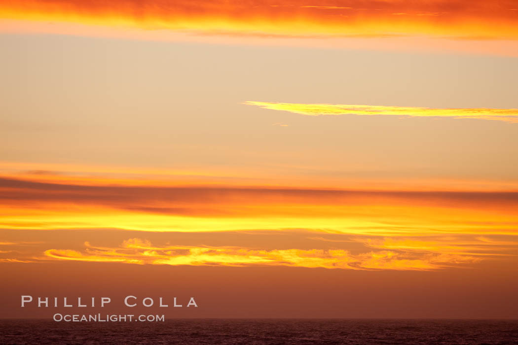 Sunset clouds, detail and colors, at sea on the open ocean between the Falkland Islands and South Georgia Island. Southern Ocean, natural history stock photograph, photo id 24176
