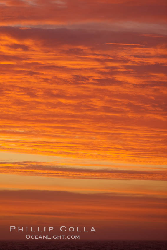 Sunset clouds, detail and colors, at sea on the open ocean between the Falkland Islands and South Georgia Island. Southern Ocean, natural history stock photograph, photo id 24179