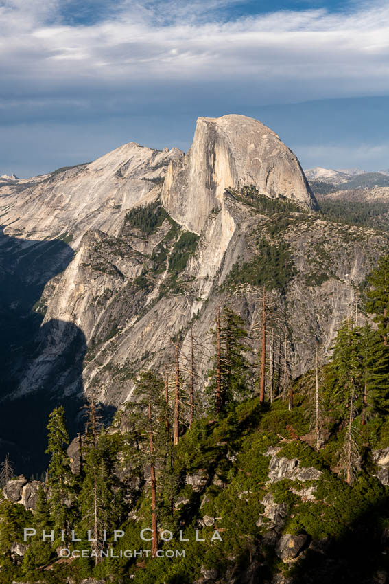 Sunset light on Half Dome and Clouds Rest, Yosemite National Park. California, USA, natural history stock photograph, photo id 36390