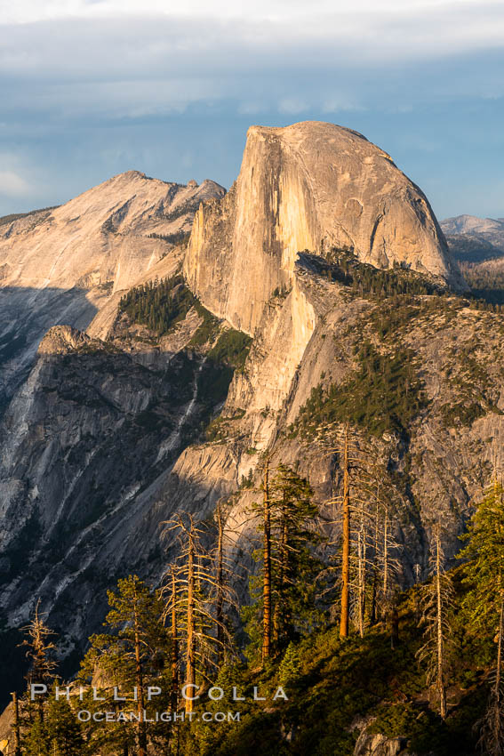 Sunset light on Half Dome and Clouds Rest, Yosemite National Park. California, USA, natural history stock photograph, photo id 36392