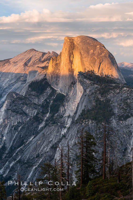 Sunset light on Half Dome and Clouds Rest, Yosemite National Park. California, USA, natural history stock photograph, photo id 36396