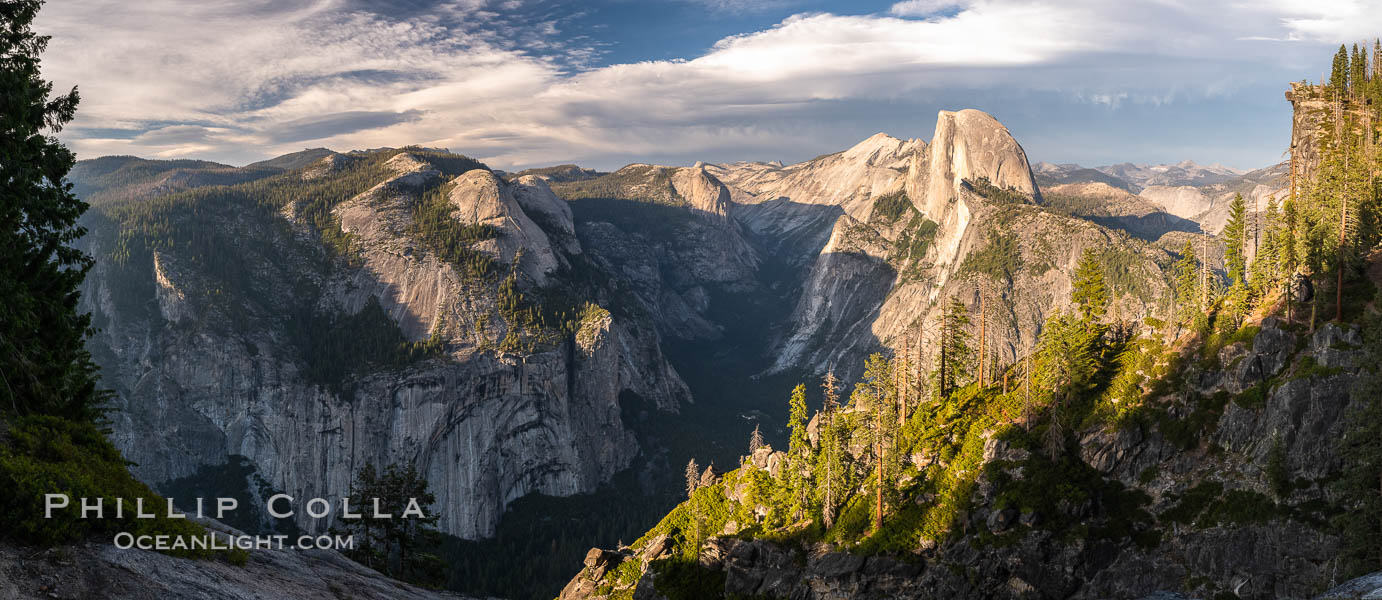 Sunset light on Half Dome and Clouds Rest, Tenaya Canyon at lower left, Yosemite National Park. California, USA, natural history stock photograph, photo id 36391