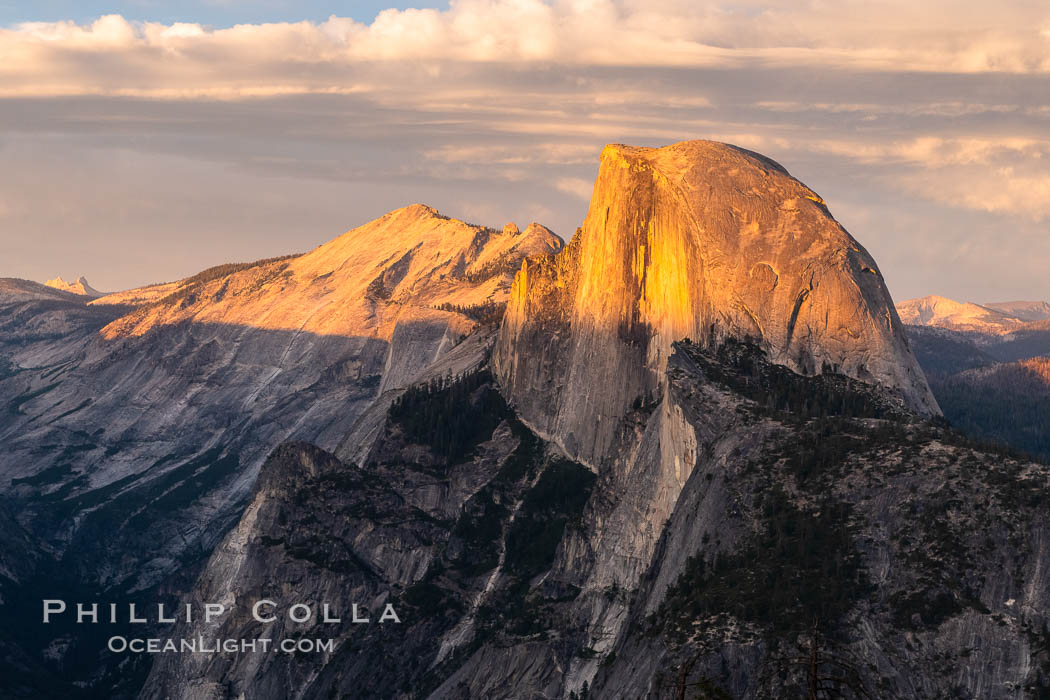 Sunset light on Half Dome and Clouds Rest, Yosemite National Park. California, USA, natural history stock photograph, photo id 36397