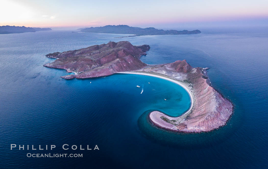 Sunset over Isla San Francisquito, Aerial View, Sea of Cortez. Baja California, Mexico, natural history stock photograph, photo id 33660