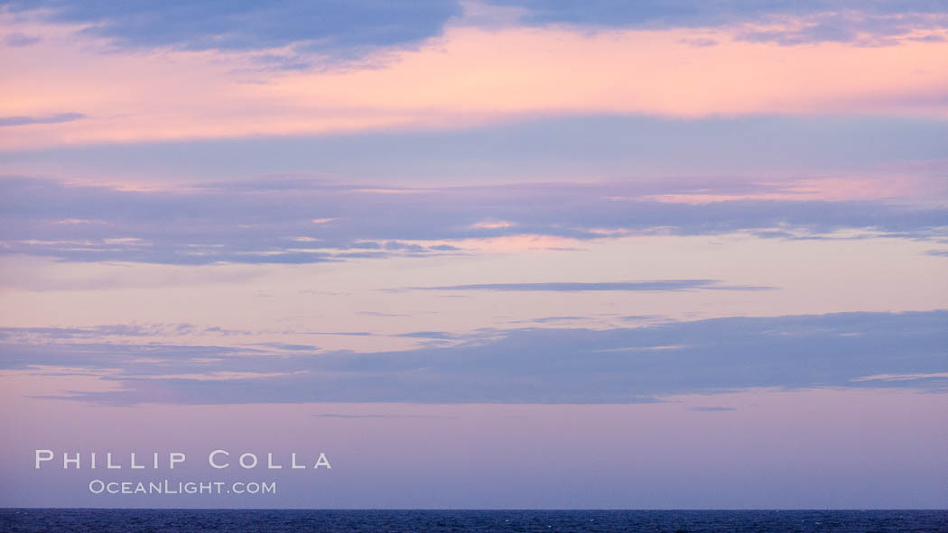 Sunset, dusk clouds, detail in the sky over the open sea, somewhere between Falkland Islands and South Georgia Island. Southern Ocean, natural history stock photograph, photo id 24100