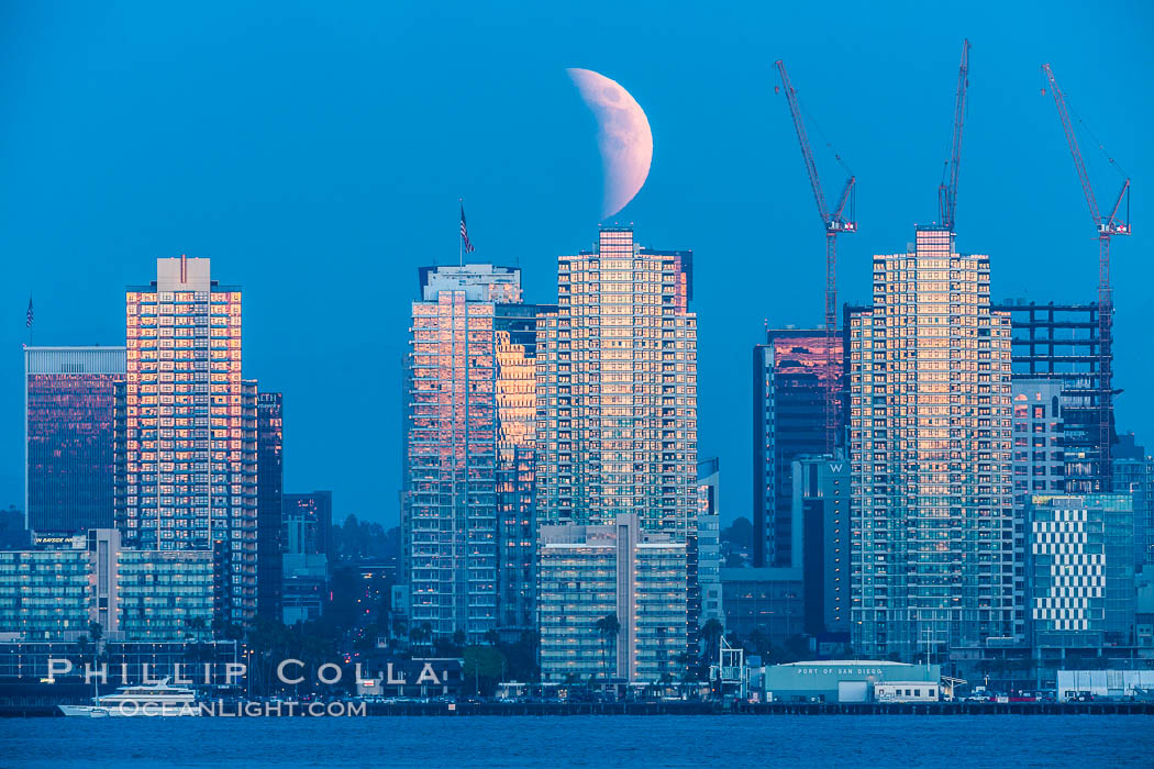 Supermoon Eclipse at Moonrise over San Diego, September 27 2015., natural history stock photograph, photo id 31871