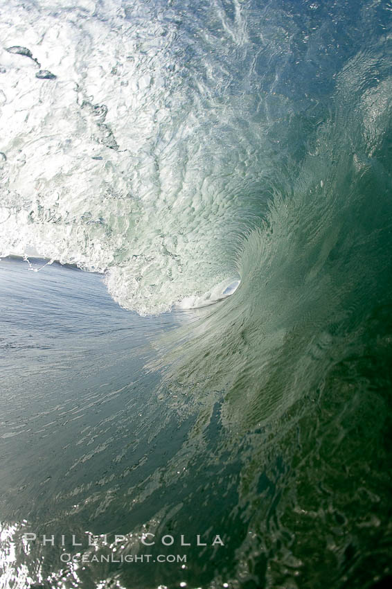 Breaking wave, tube, hollow barrel, morning surf., natural history stock photograph, photo id 19552