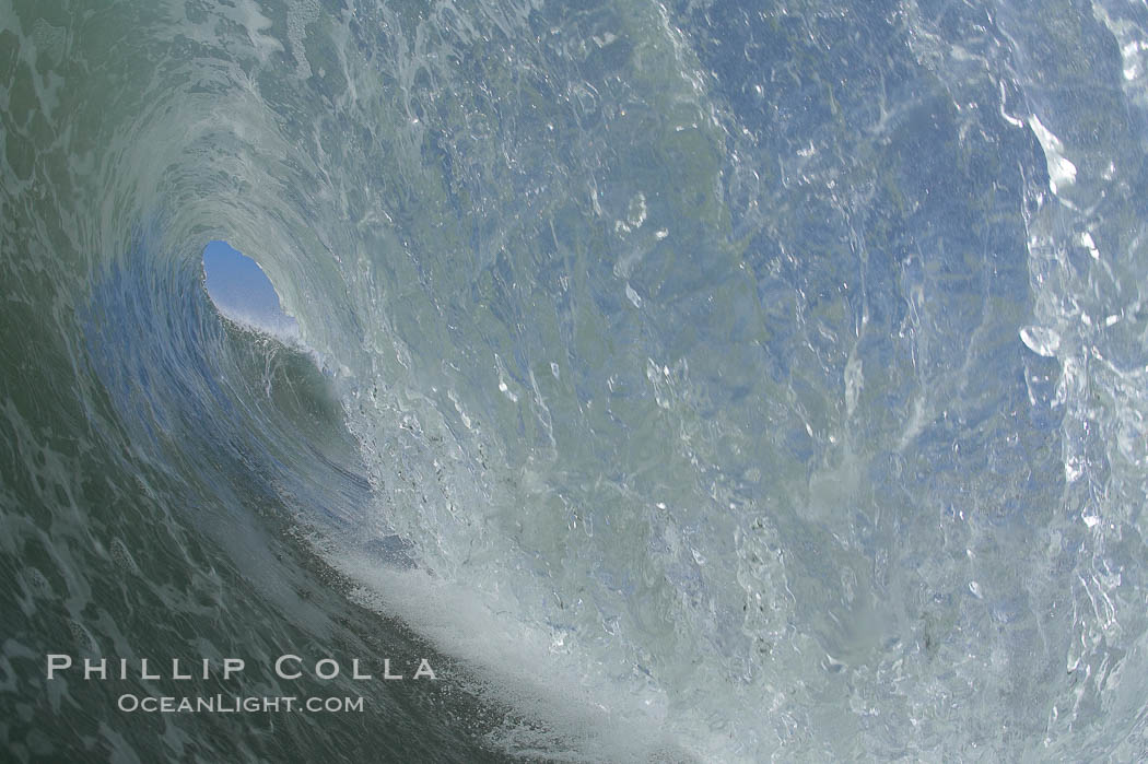 Breaking wave, tube, hollow barrel, morning surf., natural history stock photograph, photo id 19556