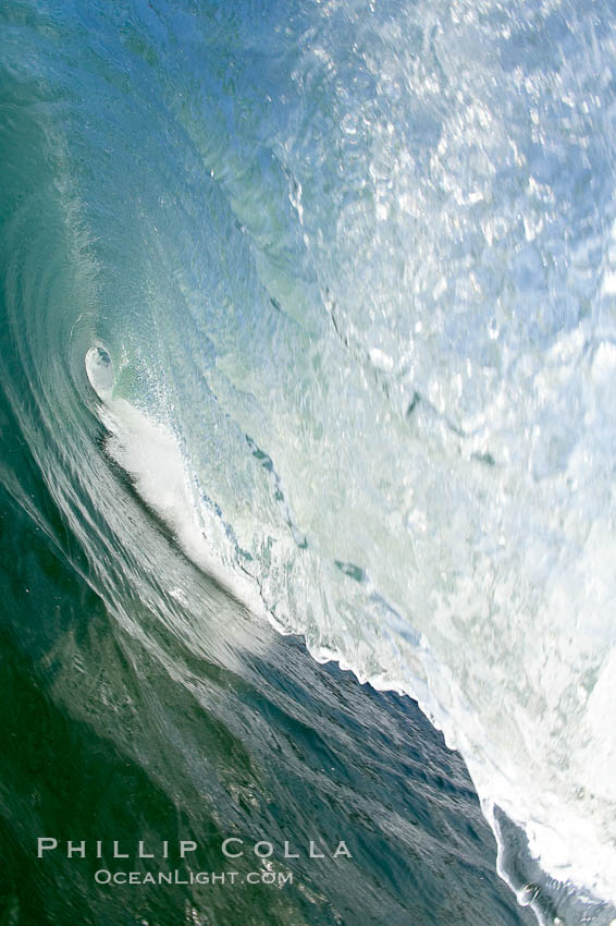 Breaking wave, tube, hollow barrel, morning surf., natural history stock photograph, photo id 19564