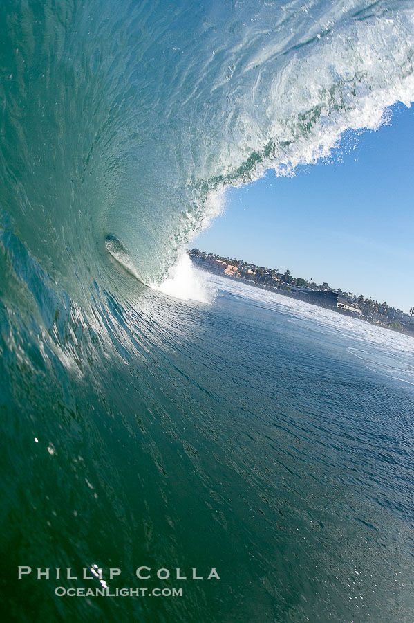 Breaking wave, tube, hollow barrel, morning surf., natural history stock photograph, photo id 19539