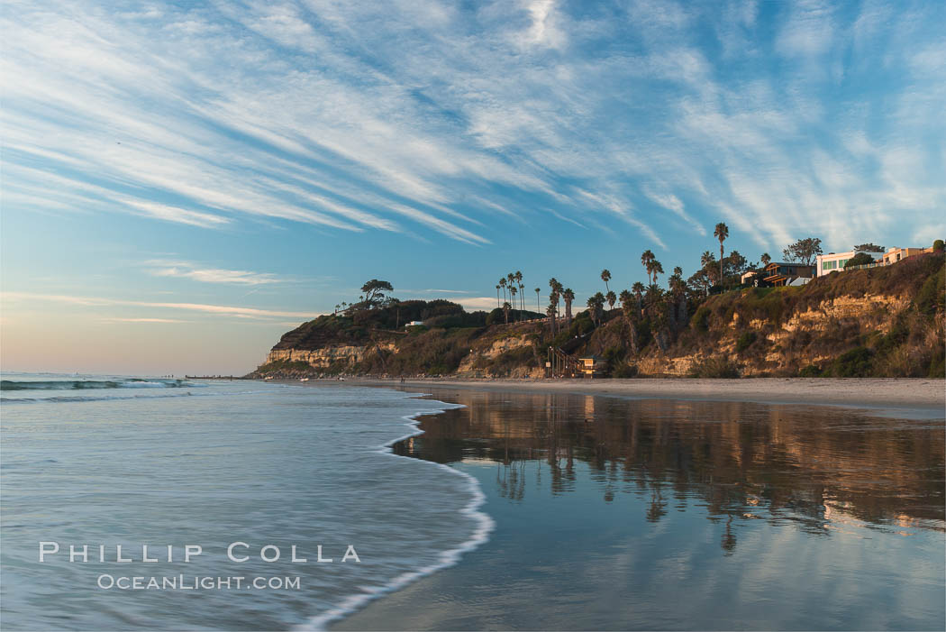 Swami's Beach at dusk, Encinitas. California, USA, natural history stock photograph, photo id 28838