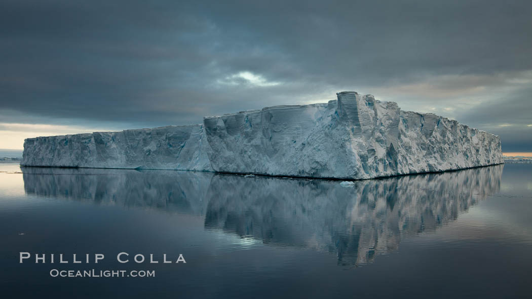 Tabular iceberg, Antarctic Peninsula, near Paulet Island, sunset. Antarctica, natural history stock photograph, photo id 24888