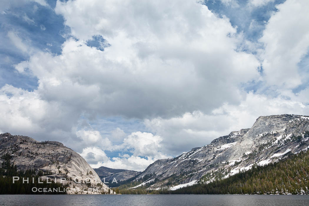 Tenaya Lake in Yosemite National Park's high country, with Pywiack Dome, Medlicott Dome and Mount Conness in the distance. California, USA, natural history stock photograph, photo id 26866