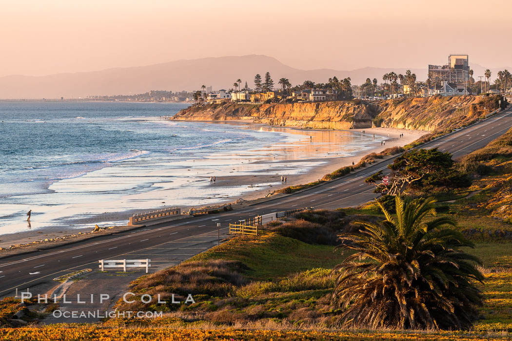 Carlsbad Coast Highway Sunset, Terramar and North Ponto to Oceanside with Camp Pendleton in the distance. California, USA, natural history stock photograph, photo id 37478