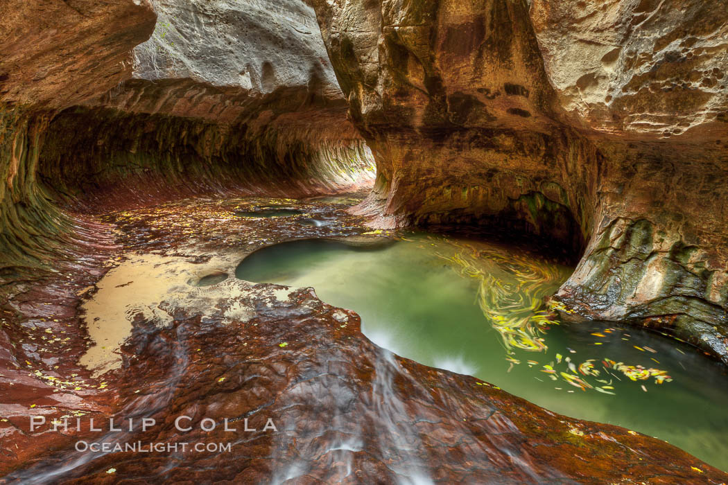 The Subway, a iconic eroded sandstone formation in Zion National Park. Utah, USA, natural history stock photograph, photo id 26092