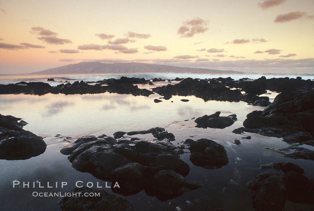 Tidepools and Molokai from west Maui. Hawaii, USA, natural history stock photograph, photo id 05604