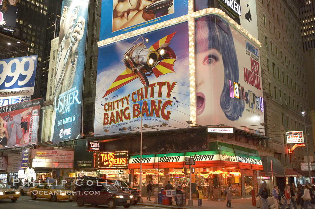 Neon lights fill Times Square at night. New York City, USA, natural history stock photograph, photo id 11202