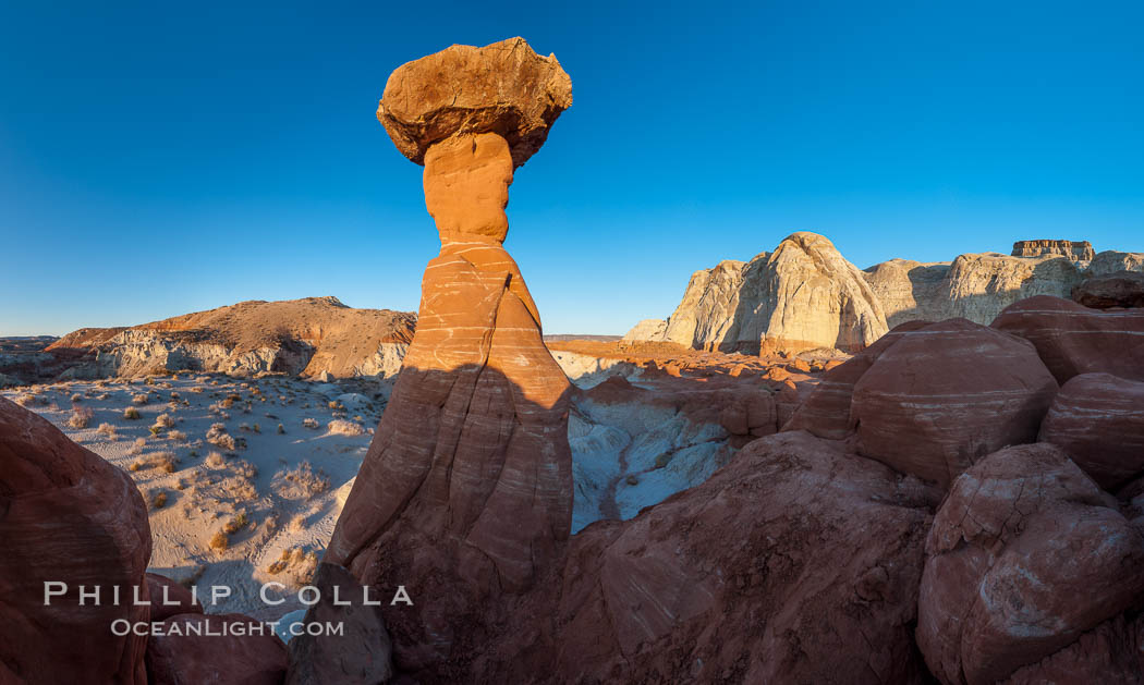 Toadstool Hoodoos near the Paria Rimrocks. Grand Staircase - Escalante National Monument, Utah, USA, natural history stock photograph, photo id 26686