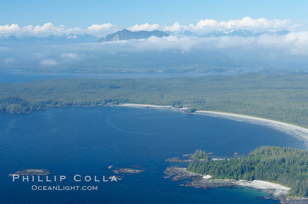 Ahouse Bay and Vargas Island, aerial photo, Clayoquot Sound in the foreground, near Tofino on the west coast of Vancouver Island. British Columbia, Canada, natural history stock photograph, photo id 21078