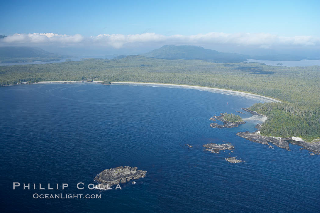 Ahouse Bay and Vargas Island, aerial photo, Clayoquot Sound in the foreground, near Tofino on the west coast of Vancouver Island. British Columbia, Canada, natural history stock photograph, photo id 21098
