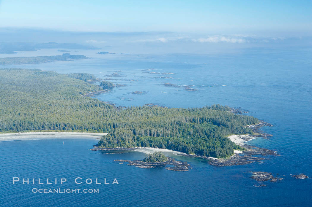 Ahouse Bay and Vargas Island, aerial photo, Clayoquot Sound in the foreground, near Tofino on the west coast of Vancouver Island. British Columbia, Canada, natural history stock photograph, photo id 21079