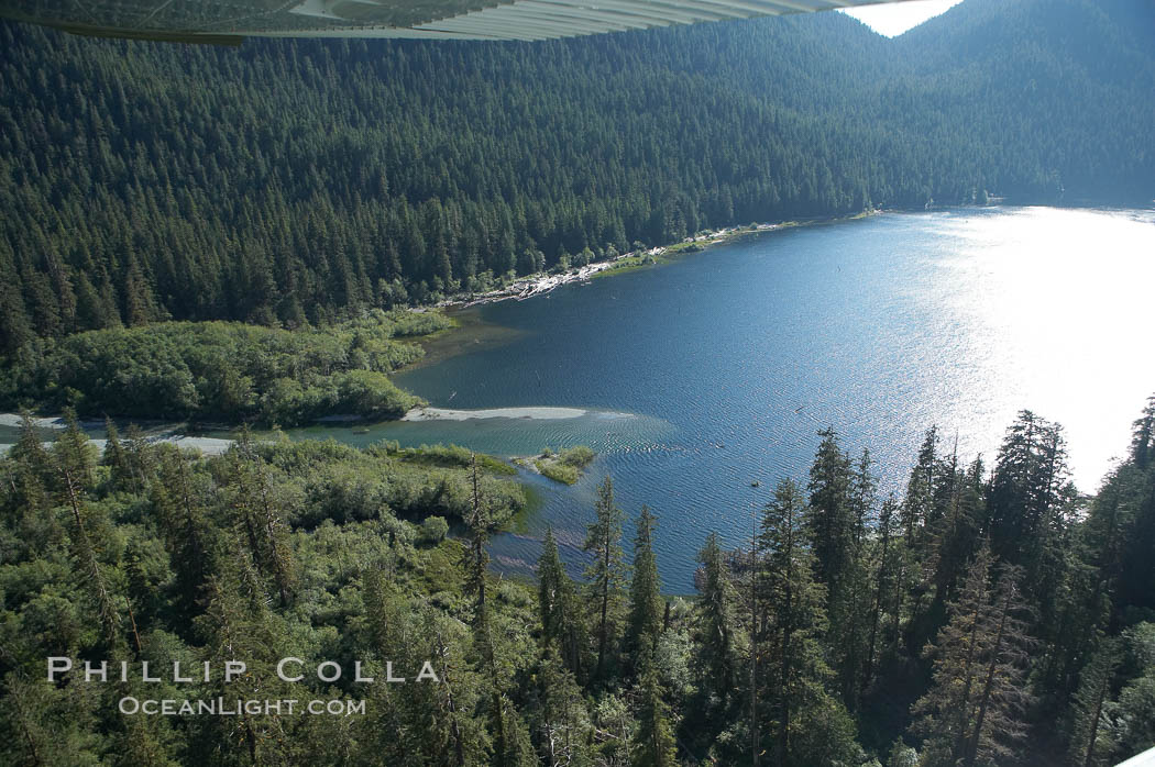 Megin Lake, aerial photo, near Tofino on the west coast of Vancouver Island. British Columbia, Canada, natural history stock photograph, photo id 21101