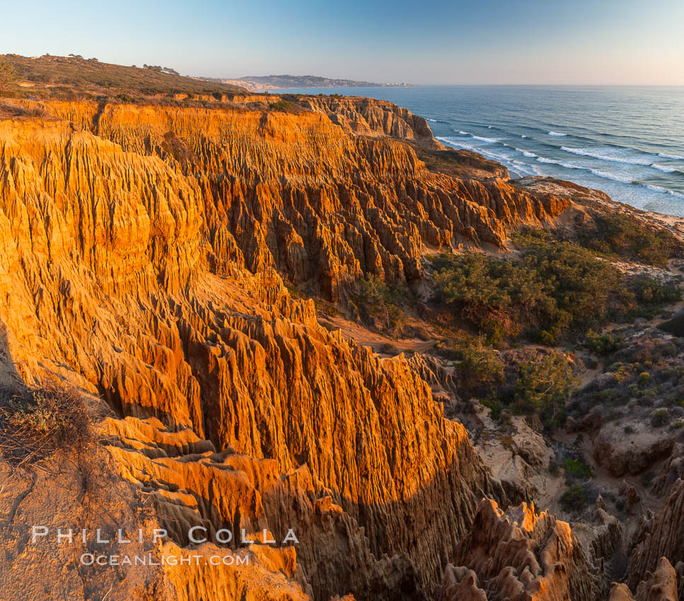 Torrey Pines Cliffs and Pacific Ocean, Razor Point view to La Jolla, San Diego, California. Torrey Pines State Reserve, USA, natural history stock photograph, photo id 28492
