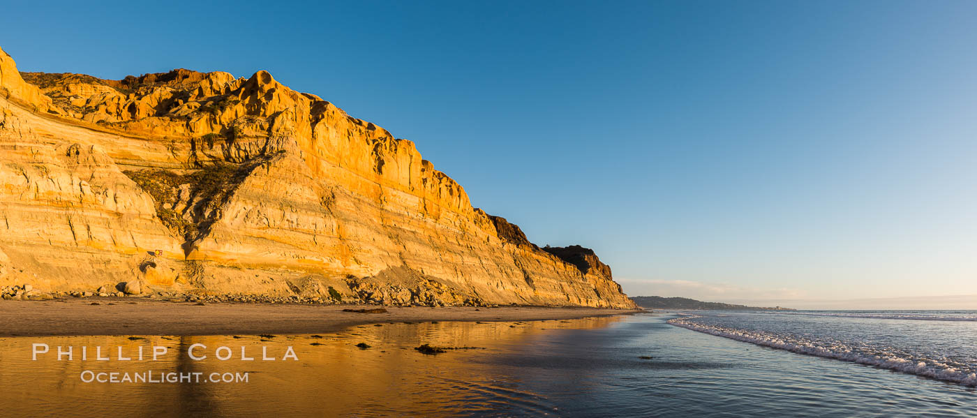 Torrey Pines cliffs at sunset. Torrey Pines State Reserve, San Diego, California, USA, natural history stock photograph, photo id 29108