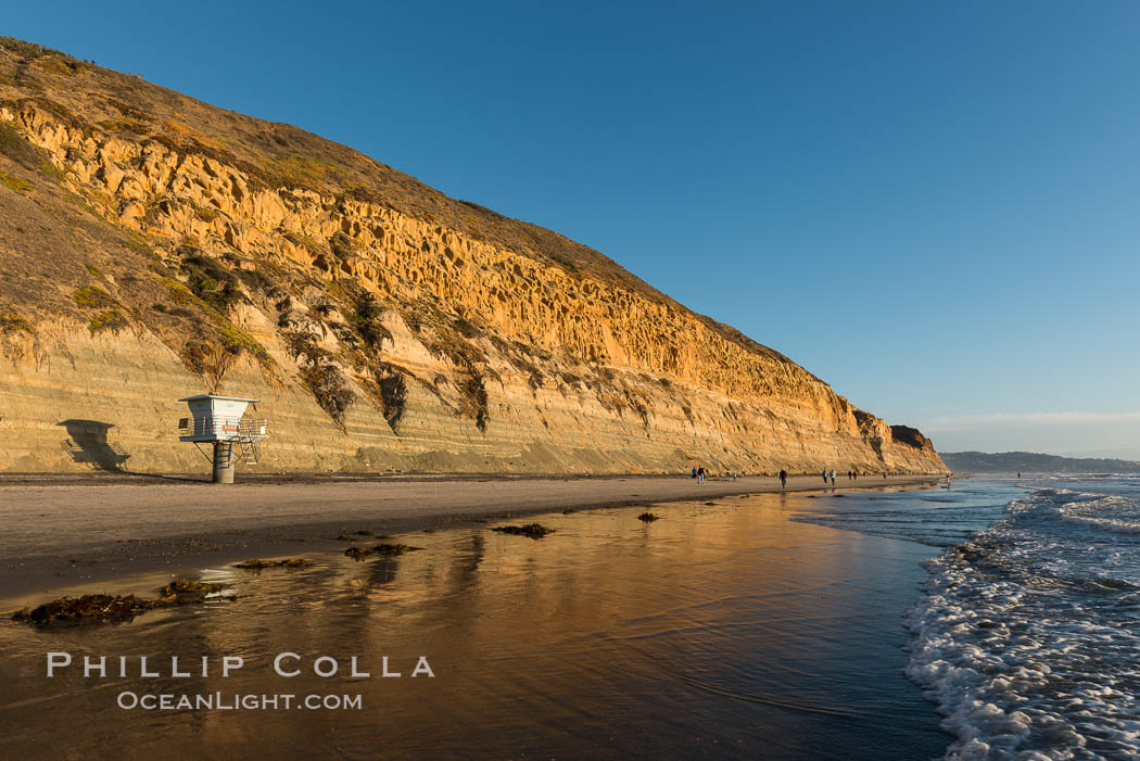 Torrey Pines cliffs at sunset. Torrey Pines State Reserve, San Diego, California, USA, natural history stock photograph, photo id 29107