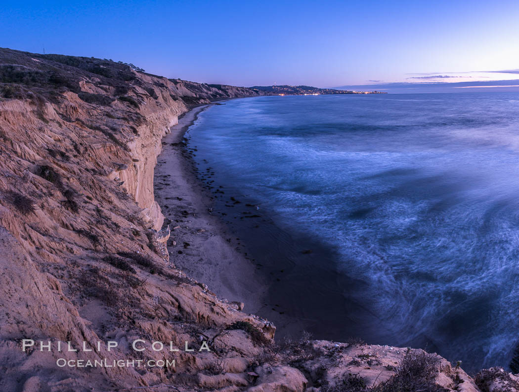 Torrey Pines cliffs at sunset. Torrey Pines State Reserve, San Diego, California, USA, natural history stock photograph, photo id 29111