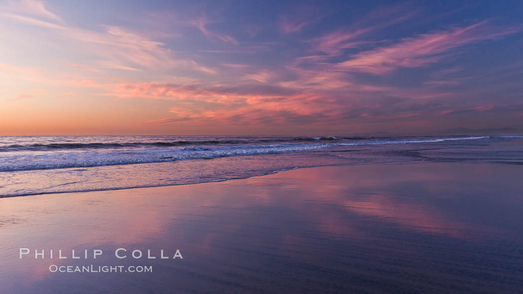 Beautiful sunset on Torrey Pines State Beach. Torrey Pines State Reserve, San Diego, California, USA, natural history stock photograph, photo id 27252