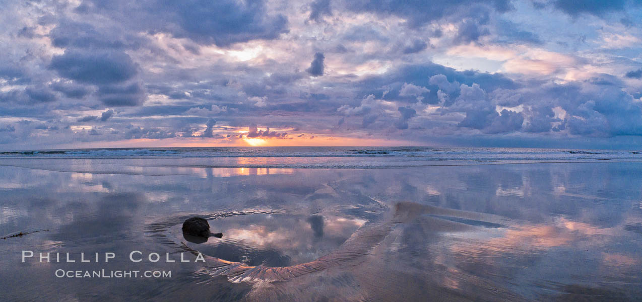 Beautiful sunset on Torrey Pines State Beach. Torrey Pines State Reserve, San Diego, California, USA, natural history stock photograph, photo id 27199