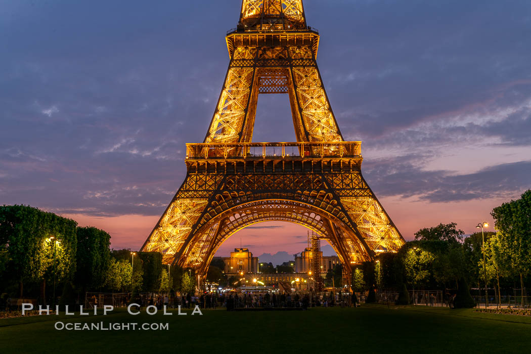 La Tour Eiffel. The Eiffel Tower is an iron lattice tower located on the Champ de Mars in Paris, named after the engineer Gustave Eiffel, who designed the tower in 1889 as the entrance arch to the 1889 World's Fair. The Eiffel tower is the tallest structure in Paris and the most-visited paid monument in the world. France, natural history stock photograph, photo id 35643