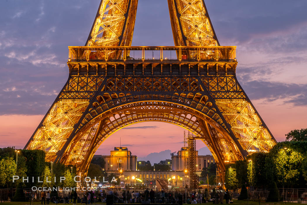 La Tour Eiffel. The Eiffel Tower is an iron lattice tower located on the Champ de Mars in Paris, named after the engineer Gustave Eiffel, who designed the tower in 1889 as the entrance arch to the 1889 World's Fair. The Eiffel tower is the tallest structure in Paris and the most-visited paid monument in the world