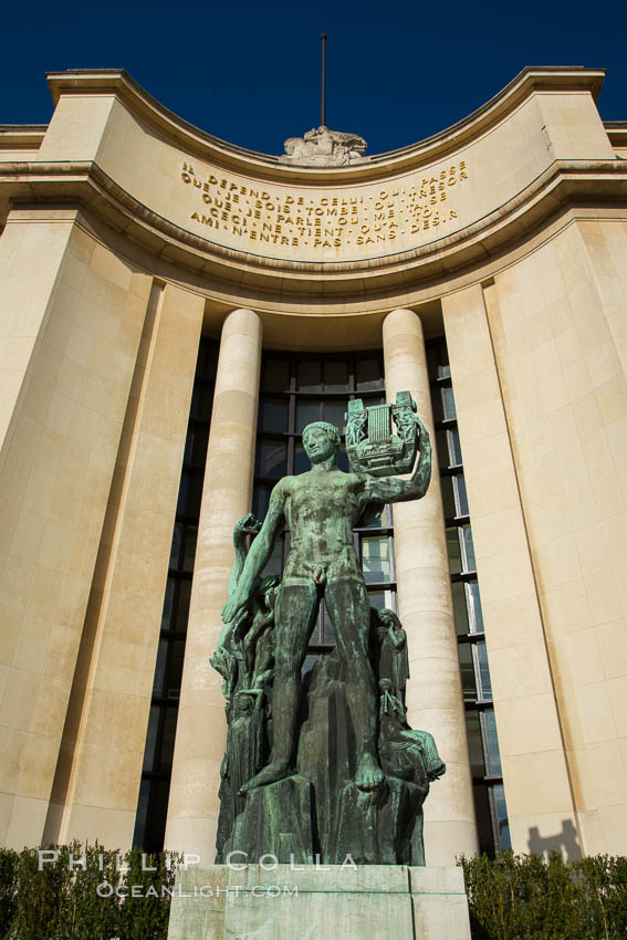 Trocadero. The Trocadero, site of the Palais de Chaillot, is an area of Paris, France, in the 16th arrondissement, across the Seine from the Eiffel Tower., natural history stock photograph, photo id 28149