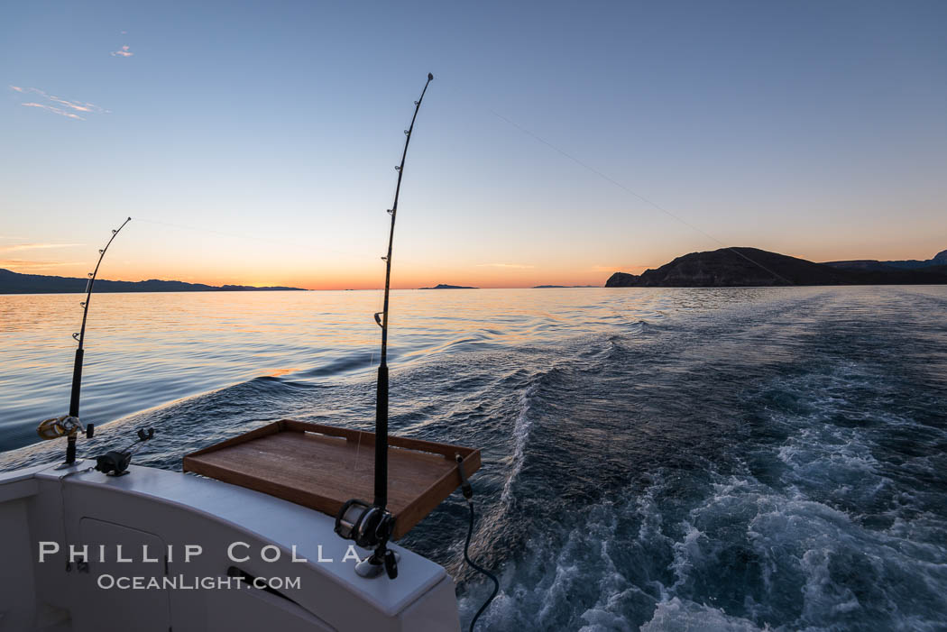 Trolling aboard Ambar III at Sunrise, Sea of Cortez. San Evaristo, Baja California, Mexico, natural history stock photograph, photo id 32421