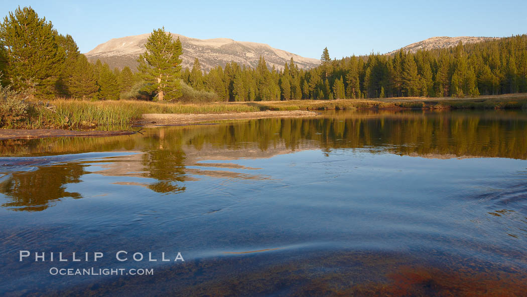 Tuolumne River, flowing through Lyell Canyon and Tuolumne Meadows, sunset. Yosemite National Park, California, USA, natural history stock photograph, photo id 23263