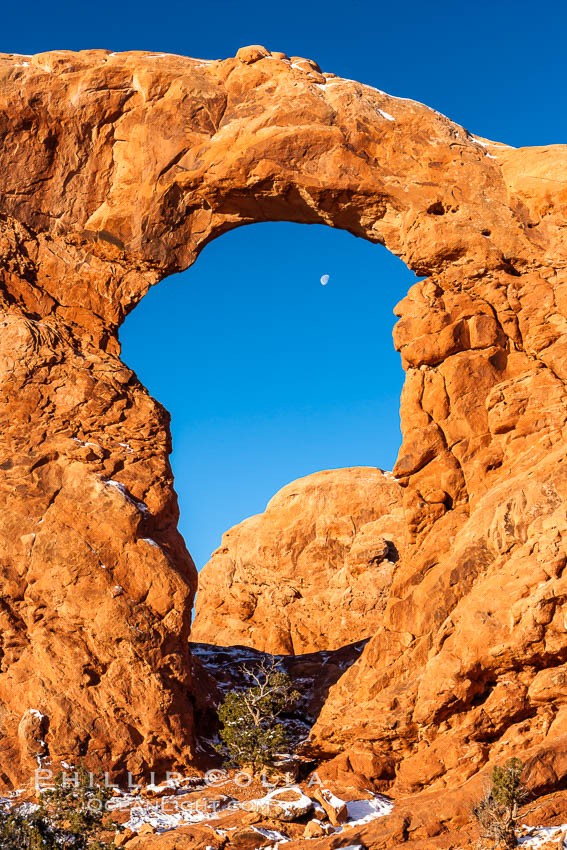 Turret Arch, winter, sunrise. Arches National Park, Utah, USA, natural history stock photograph, photo id 18147