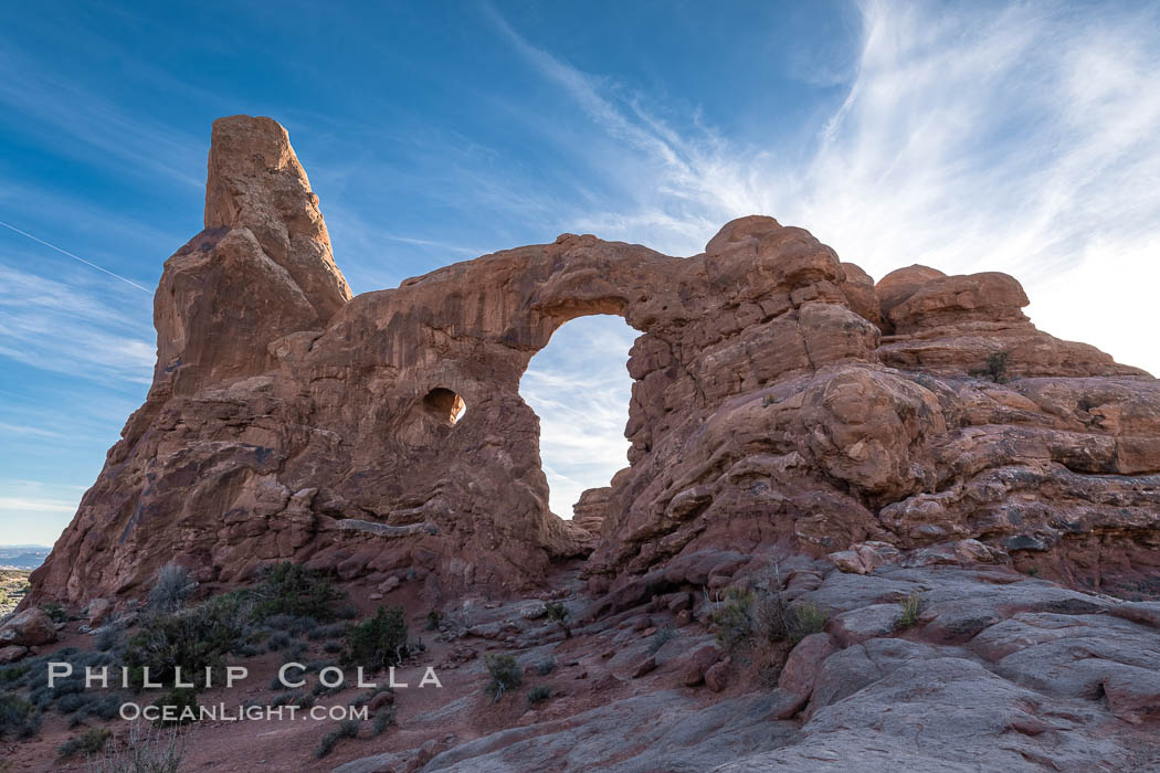 Turret Arch at sunset, Arches National Park. Utah, USA, natural history stock photograph, photo id 37867