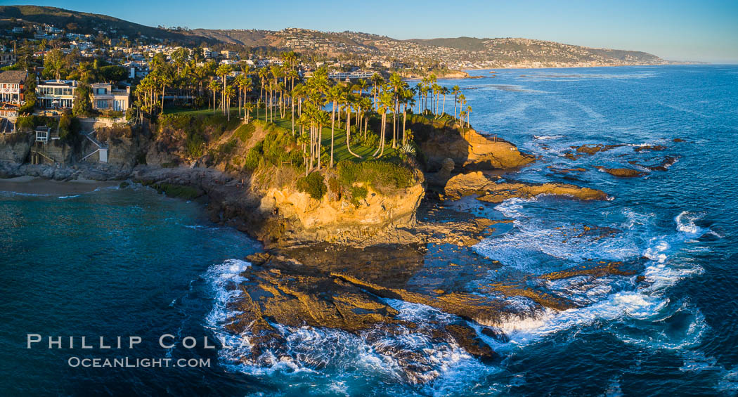 Twin Points, Crescent Bay and Shaws Cove, Laguna Beach Coastline, Aerial Photo. California, USA, natural history stock photograph, photo id 38081