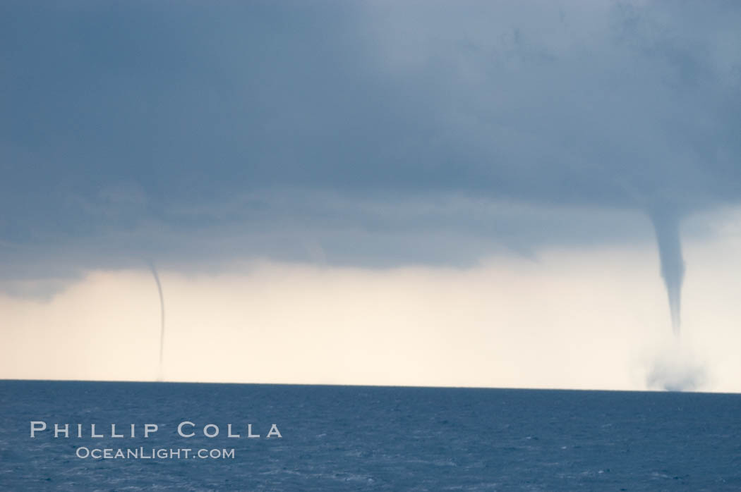 Two simultaneous waterspouts.  Waterspouts are tornadoes that form over water. Great Isaac Island, Bahamas, natural history stock photograph, photo id 10852