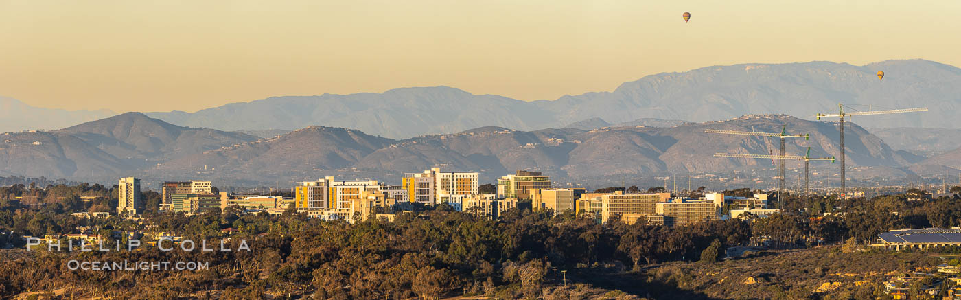 UCSD University of California at San Diego, at Sunset viewed from Mount Soledad. La Jolla, USA, natural history stock photograph, photo id 37484