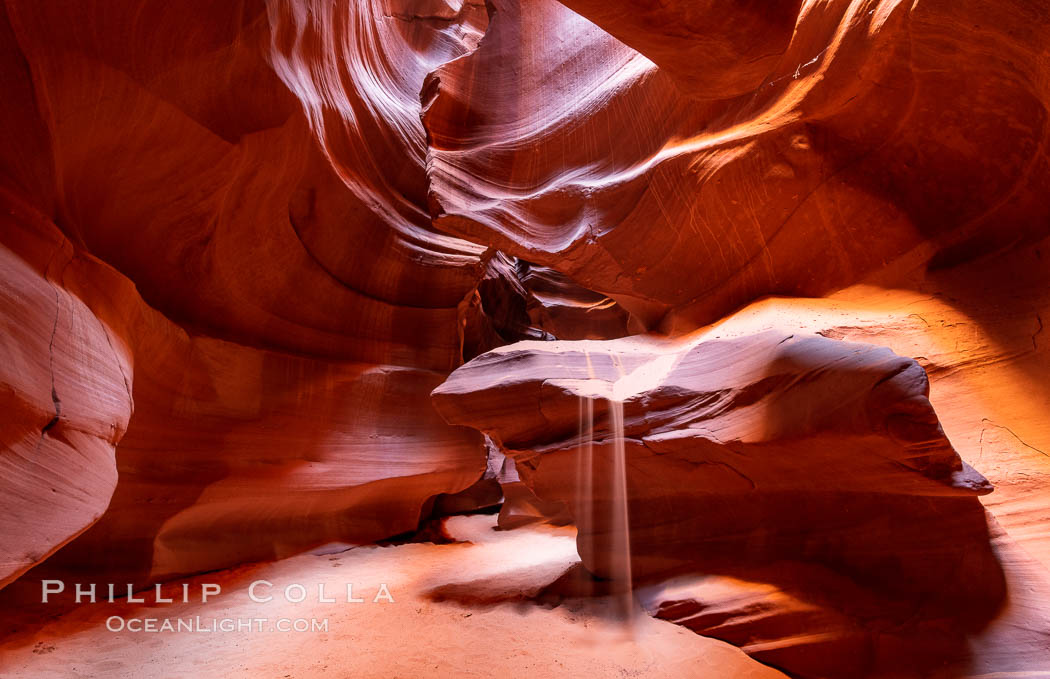 Upper Antelope Canyon, a deep, narrow and spectacular slot canyon lying on Navajo Tribal lands near Page, Arizona. Navajo Tribal Lands, USA, natural history stock photograph, photo id 35934