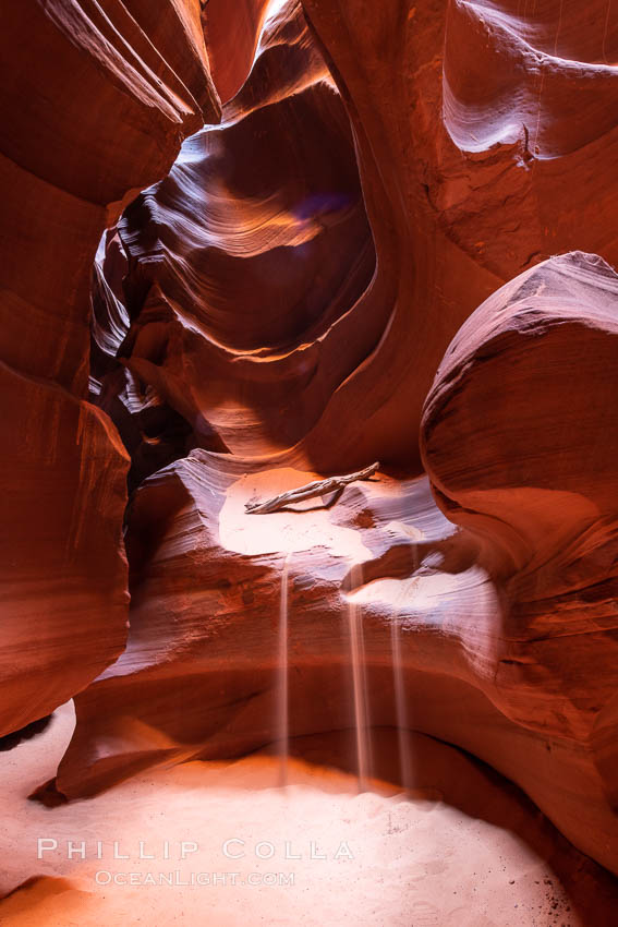 Upper Antelope Canyon, a deep, narrow and spectacular slot canyon lying on Navajo Tribal lands near Page, Arizona. Navajo Tribal Lands, USA, natural history stock photograph, photo id 35937