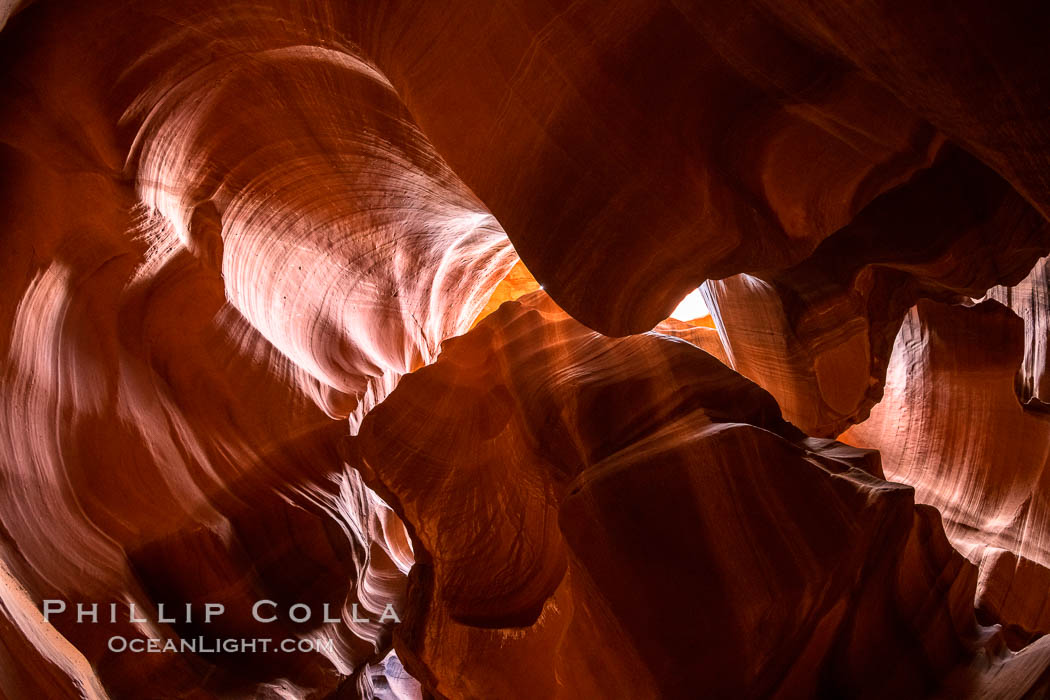 Image 36043, Upper Antelope Canyon, a spectacular slot canyon near Page, Arizona. Navajo Tribal Lands, USA, Phillip Colla, all rights reserved worldwide. Keywords: adventure, antelope canyon, arizona, backpacking, camping, canyon, desert, environment, erosion, explore, geologic features, geology, hiker, hiking, landscape, narrow, nature, navaho, navajo tribal lands, outdoors, outside, page, ravine, sandstone, scene, scenery, scenic, slot, slot canyon, trail, tribal, upper antelope canyon, usa.