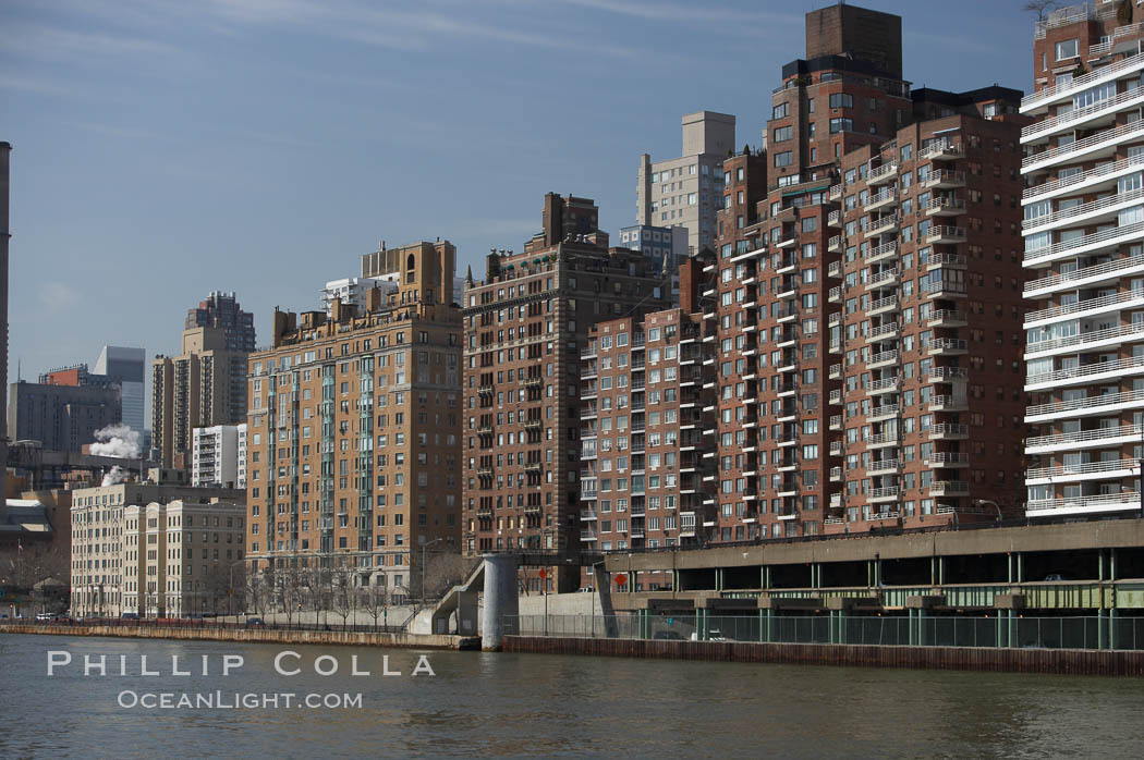 New York Citys Upper East Side, viewed from the East River. Manhattan, USA, natural history stock photograph, photo id 11143